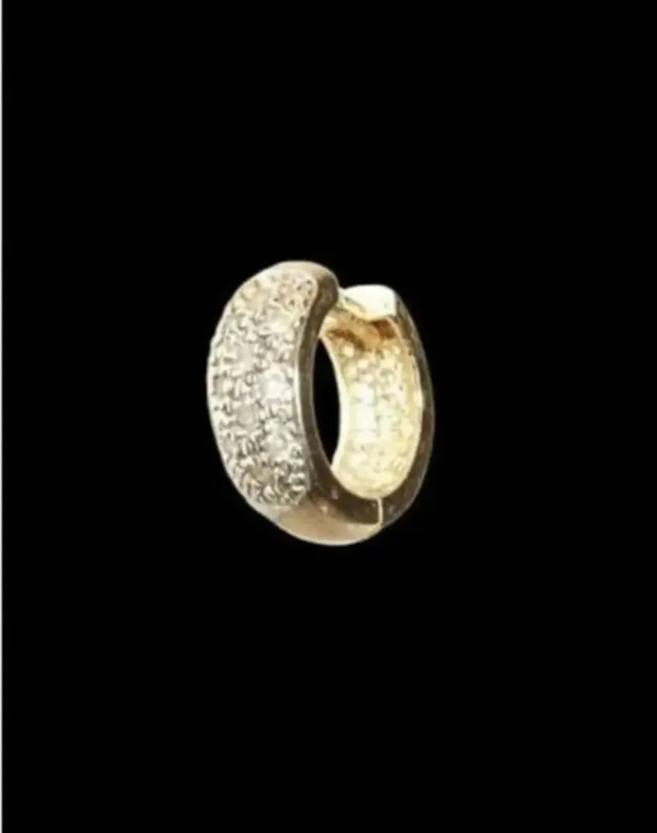 Vintage Hallmarked Yellow Gold Diamond Ear Cuff - Image 1