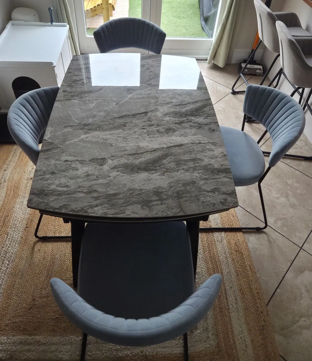 Extending Marble Dining Table & 4 Chairs - Image 2
