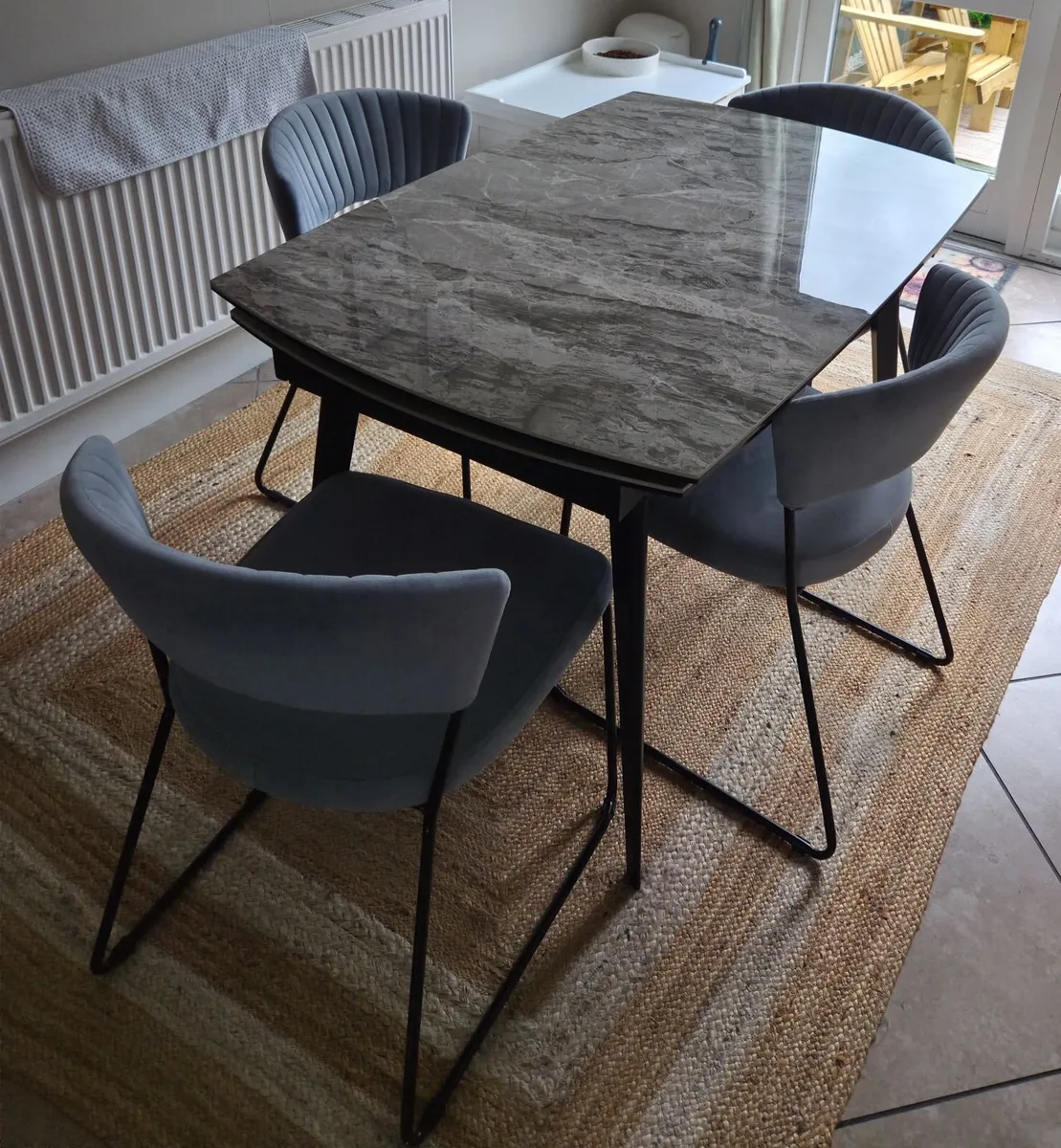 Extending Marble Dining Table & 4 Chairs - Image 3