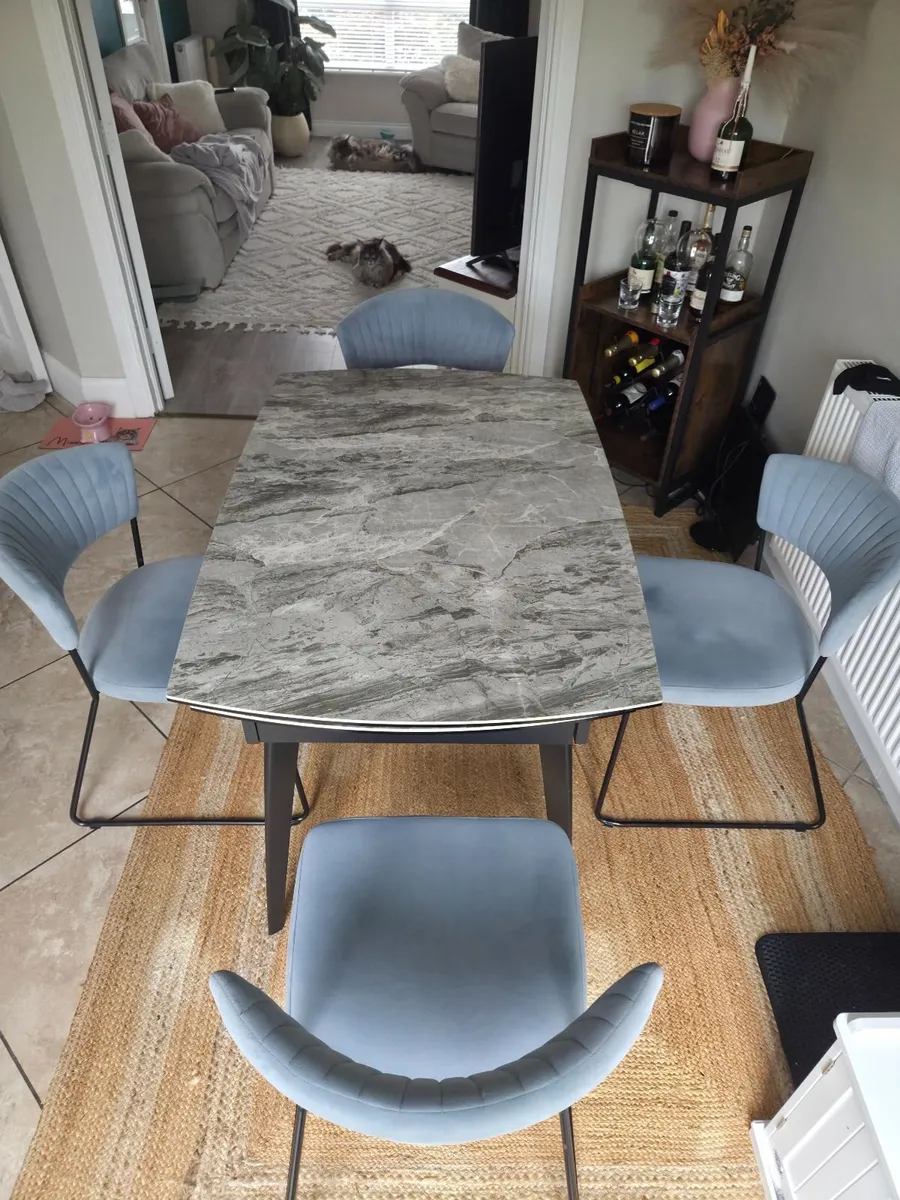 Extending Marble Dining Table & 4 Chairs - Image 4