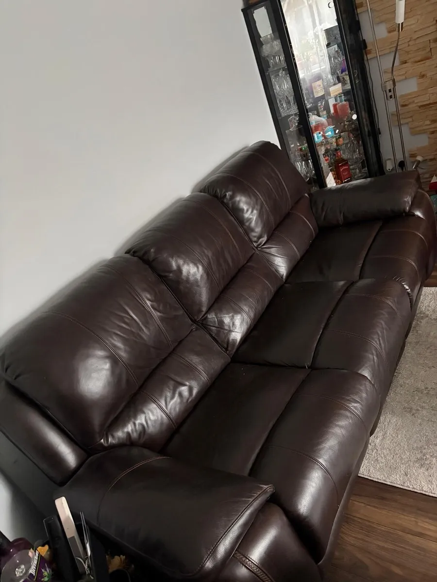3 Seater Leather couch and Armchair - Image 2