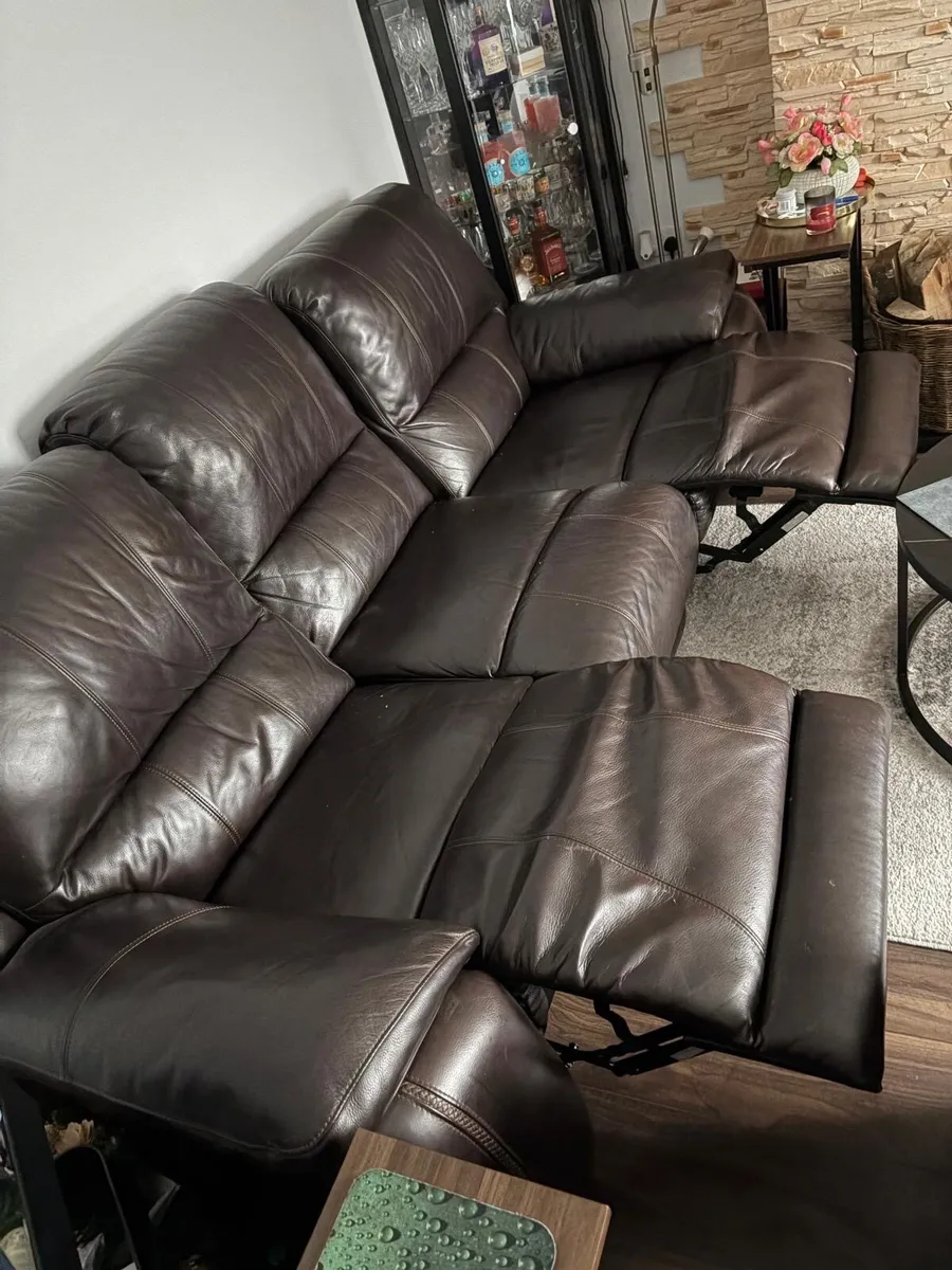 3 Seater Leather couch and Armchair - Image 1