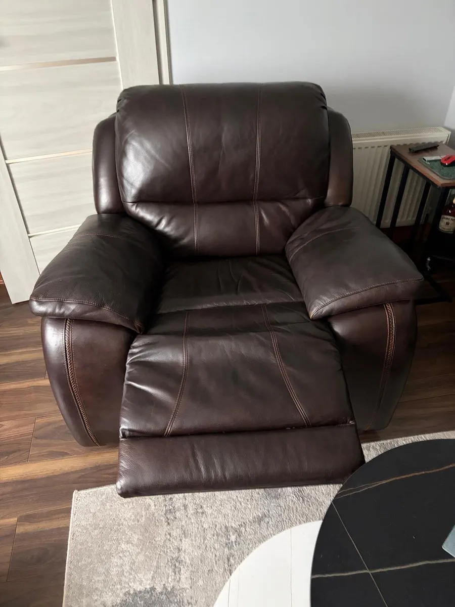 3 Seater Leather couch and Armchair - Image 4