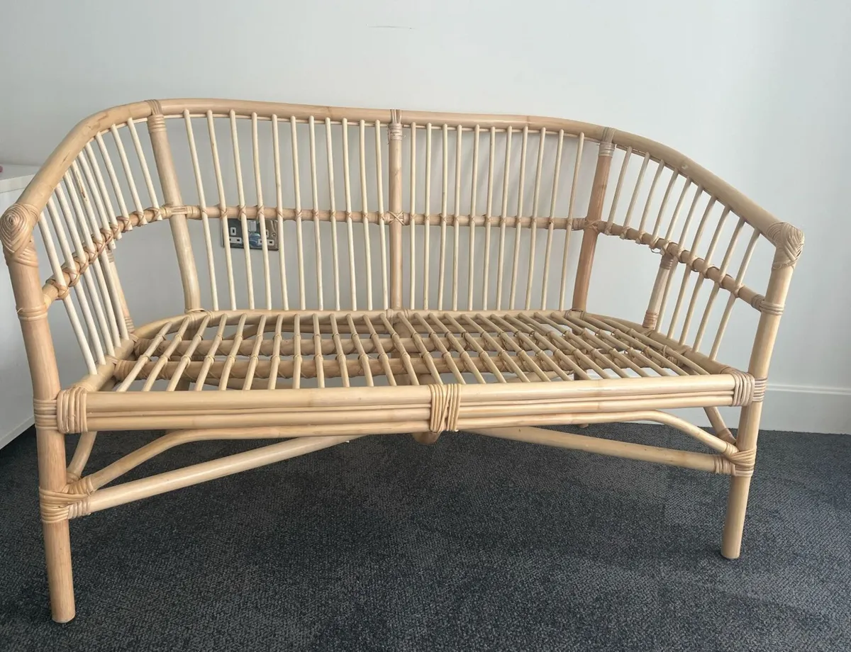 JYSK KNEKKAND 2-seater natural rattan sofa/bench - Image 1