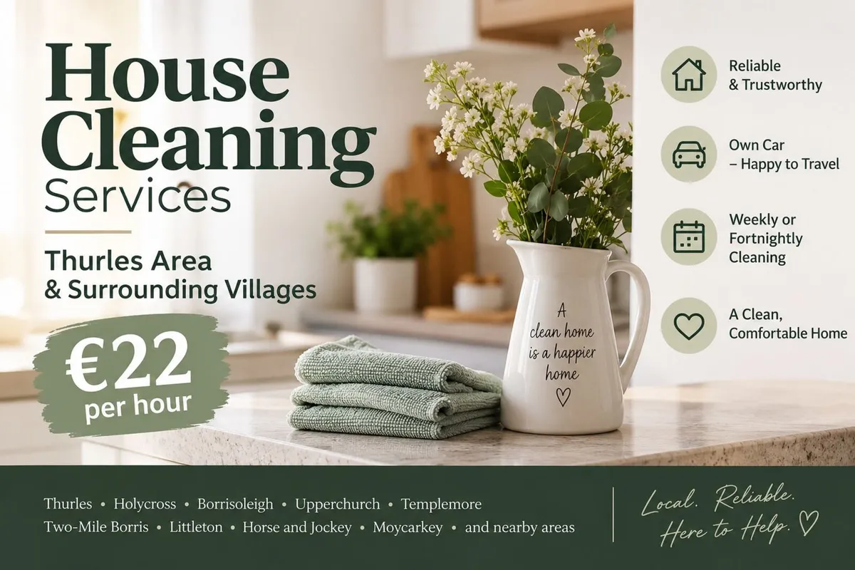 House Cleaner –Thurles Area & Surrounding Villages