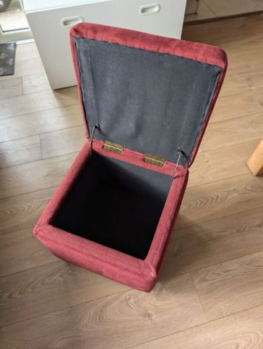 Storage Ottoman Footstool in Burgundy - Image 2