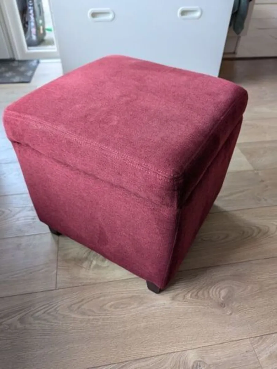 Storage Ottoman Footstool in Burgundy - Image 1