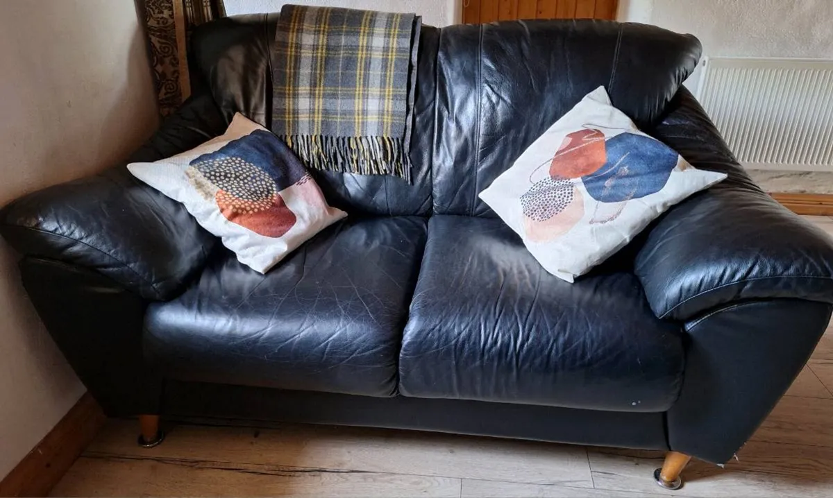 Leather 2 Seat Sofa - Image 1