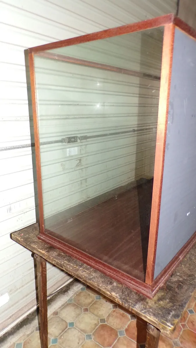 Mahogany glazed mirror back display case cabinet - Image 4