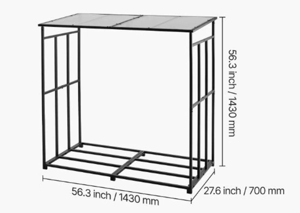 Outdoor Firewood Log Rack with Sloped Roof 143cm, - Image 4