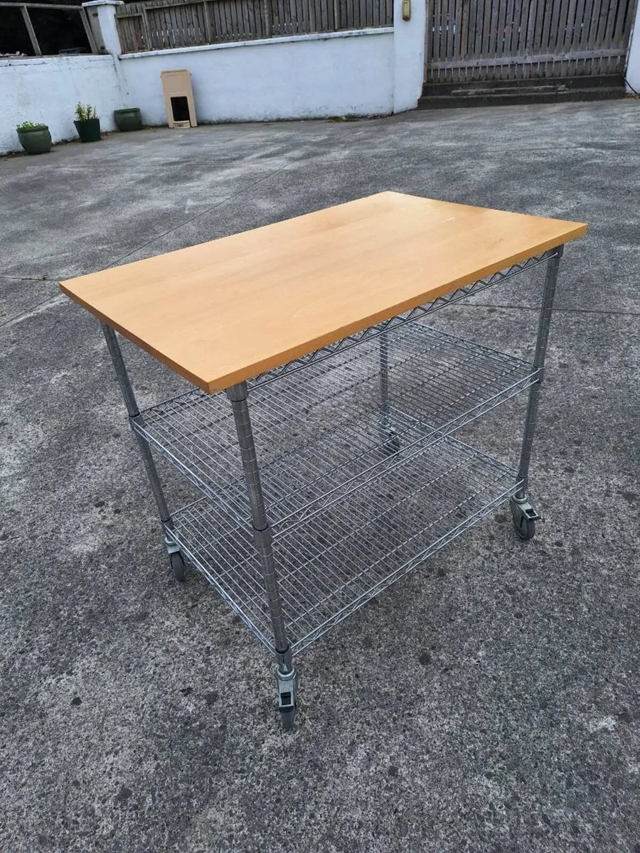 Large stainless steel kitchen trolley - Image 1