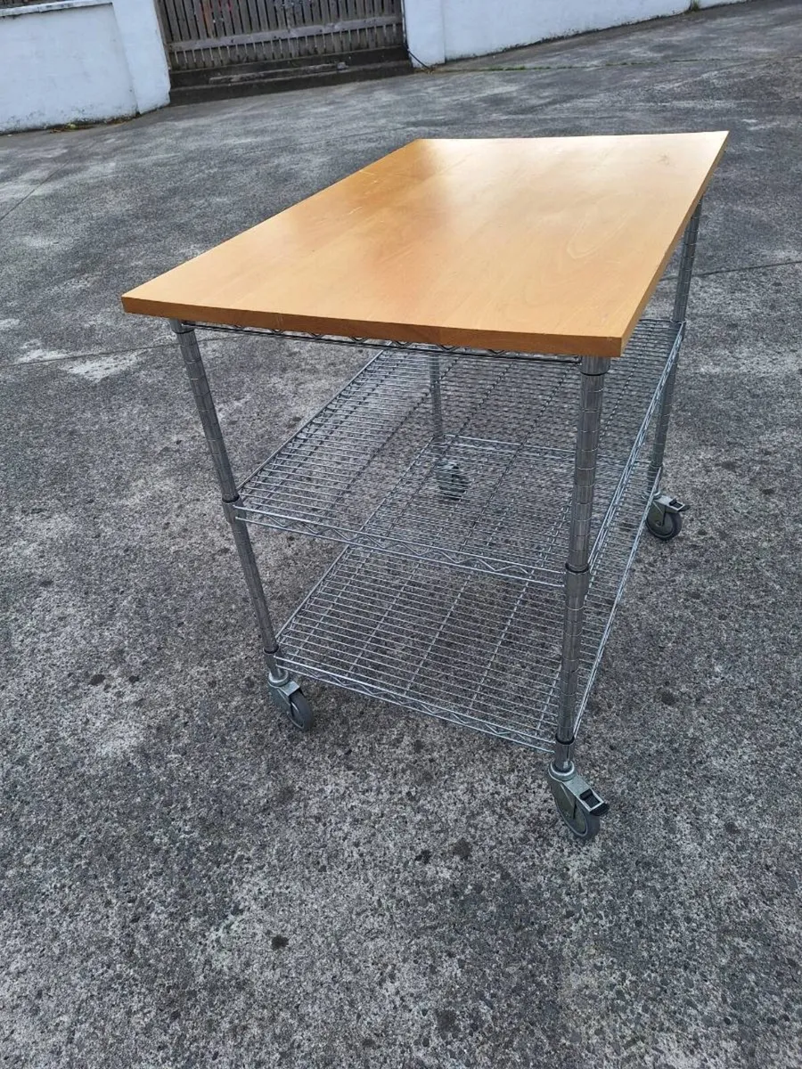 Large stainless steel kitchen trolley - Image 3