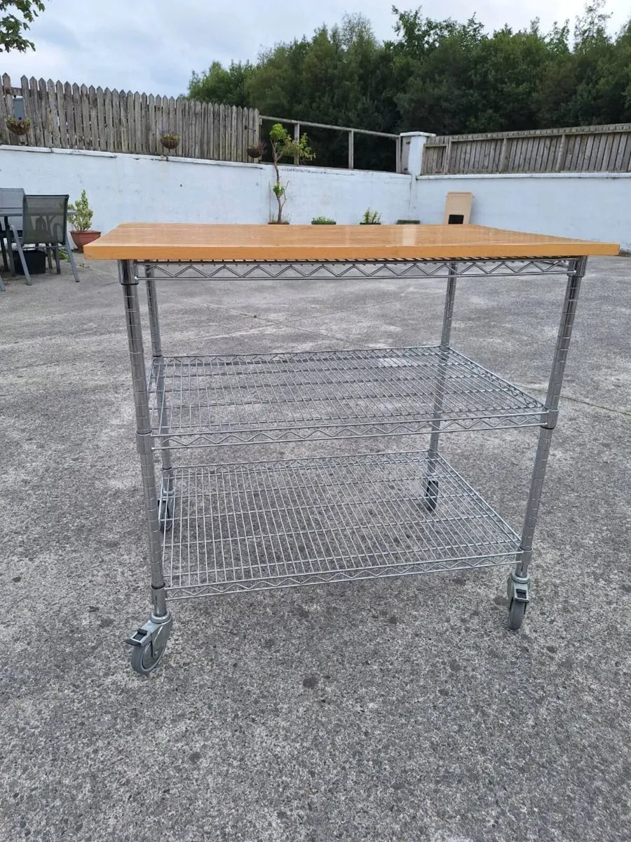Large stainless steel kitchen trolley - Image 2