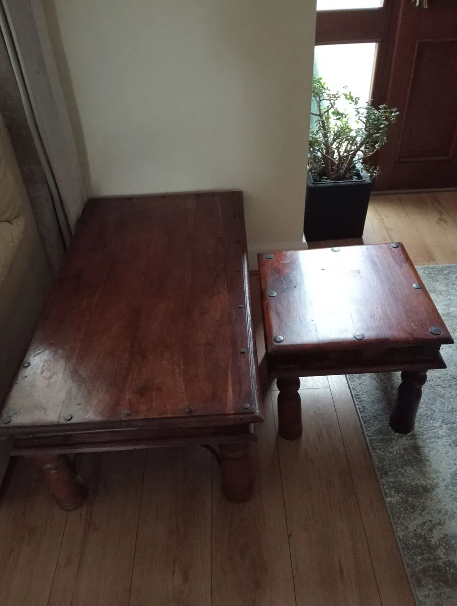 Tables, bedside locker & rug - Image 1