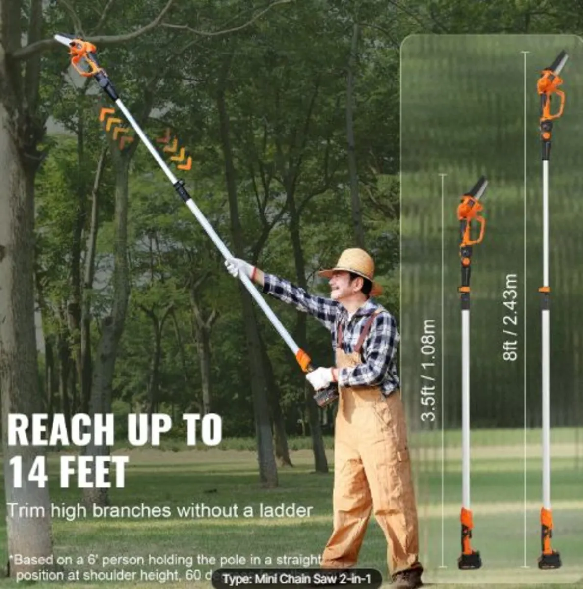 2-in-1 Cordless Pole Saw & Mini Chainsaw, 20V 2Ah - Image 2