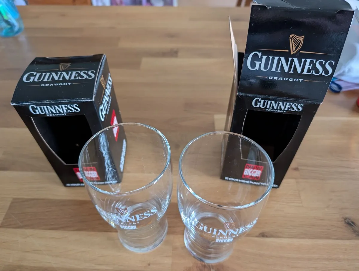 Pair Guinness Draught New Bigger Can Pint Glasses - Image 4