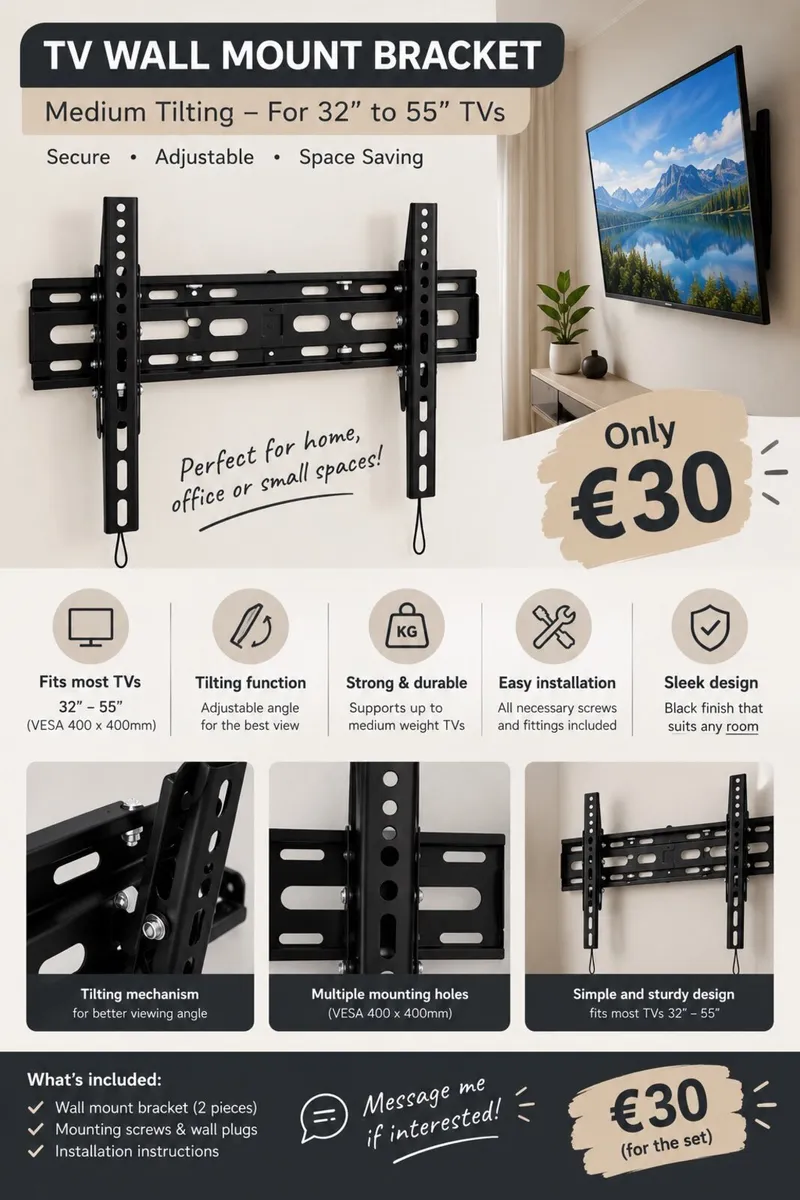 Logik  Medium Tilting TV Bracket and Power Starter - Image 1