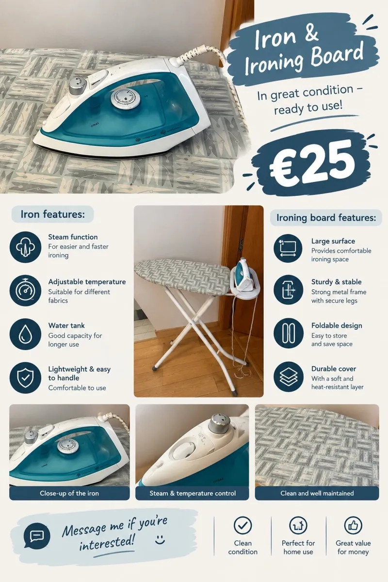 Iron & Ironing Board – €20 - Image 1