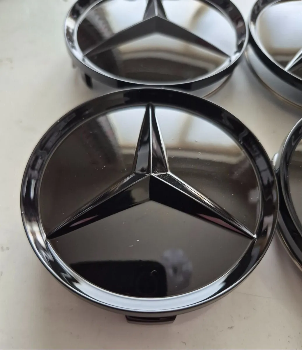 Gloss Black Mercedes Caps - FREE POST - Image 3