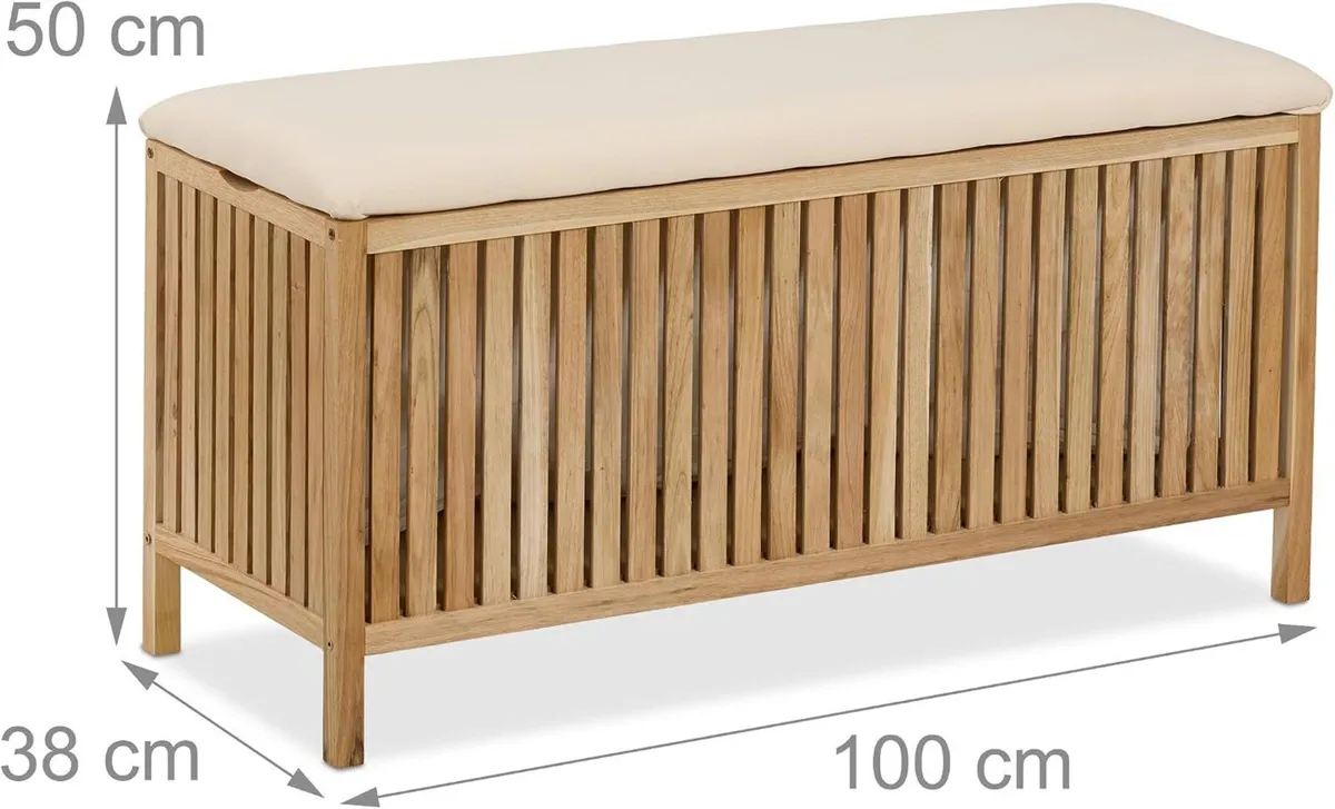 Laundry Chest with Seat Storage Bench Bathroom - Image 3