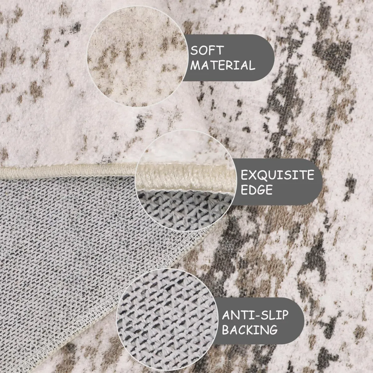Washable Rugs Living Room Large Taupe Ultra - Image 3