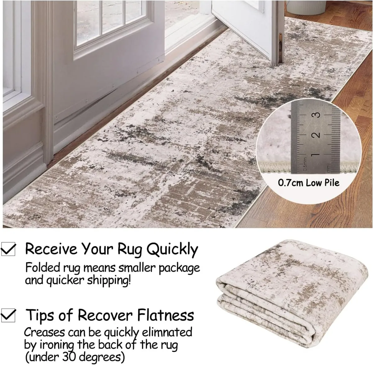 Washable Rugs Living Room Large Taupe Ultra - Image 4