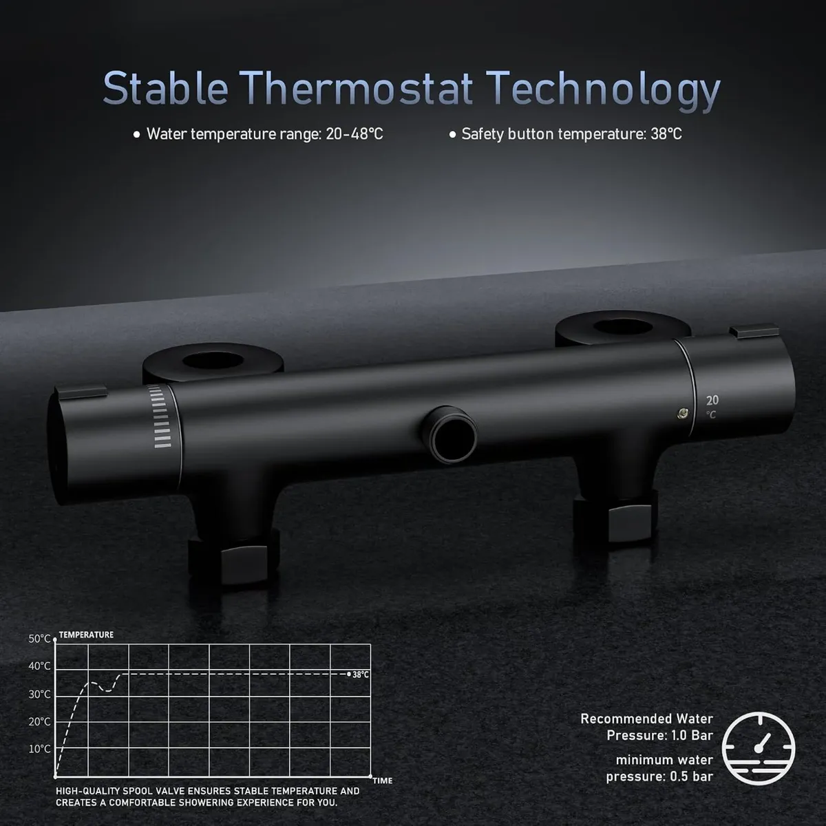 Shower Mixer with 70CM Adjustable Riser Rail Kit - Image 4