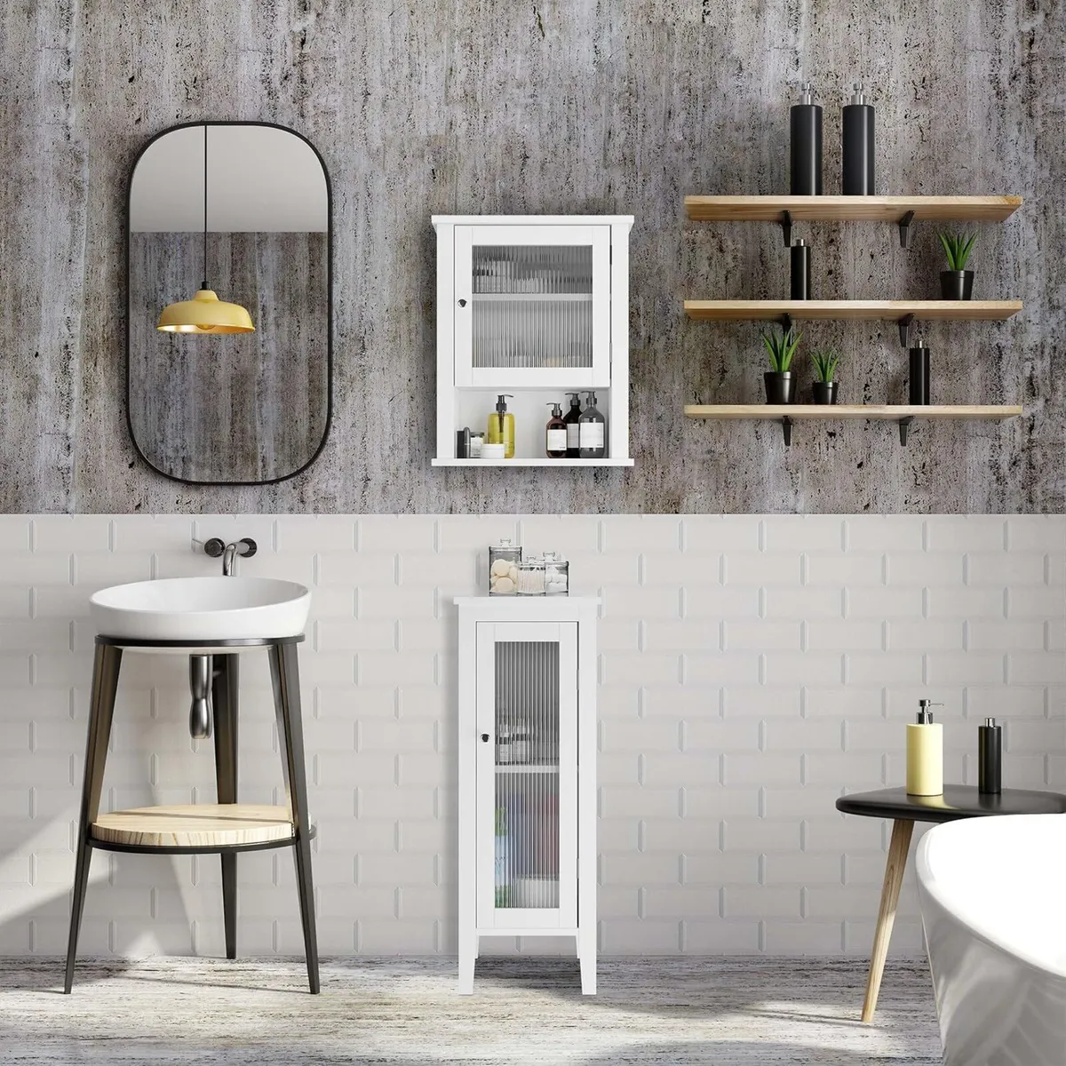 Bathroom Wall Cabinet 3 Shelves Door with Acrylic - Image 4