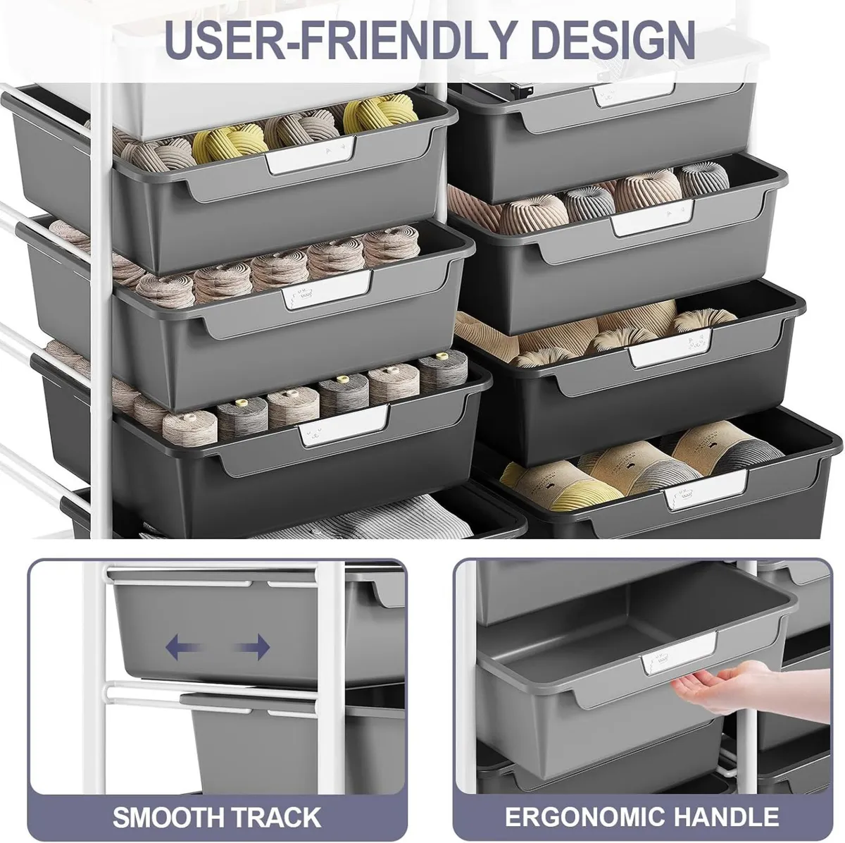 10-Drawer Craft Organiser Trolley Cart - Image 4