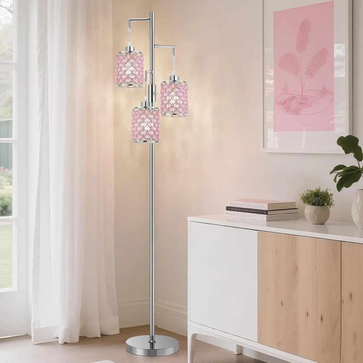 Crystal Floor Lamps 3-Light Standing Lamp - Image 1