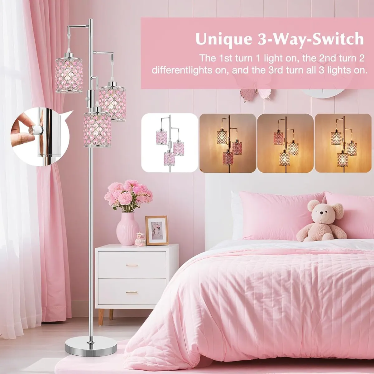 Crystal Floor Lamps 3-Light Standing Lamp - Image 2