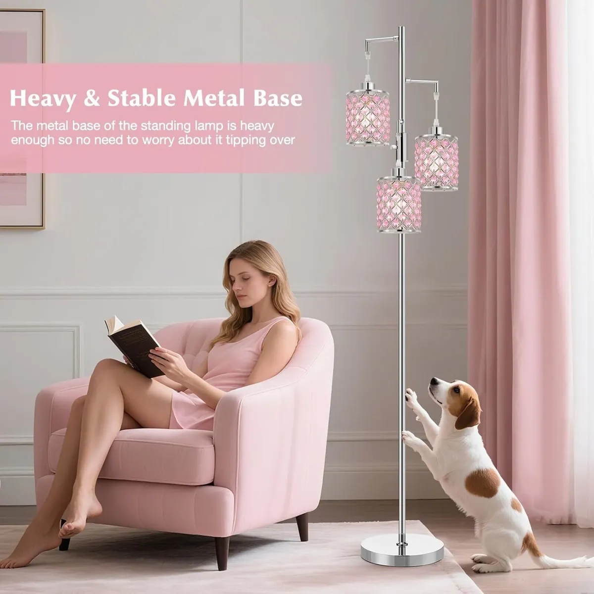 Crystal Floor Lamps 3-Light Standing Lamp - Image 3