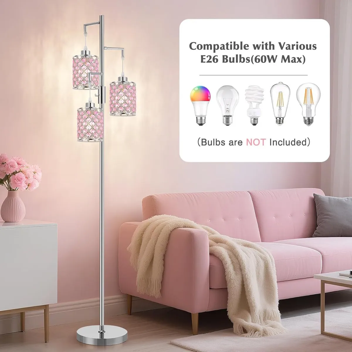 Crystal Floor Lamps 3-Light Standing Lamp - Image 4