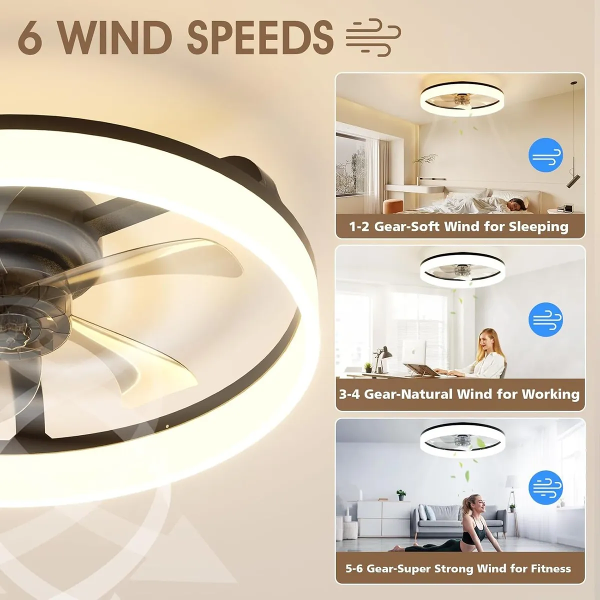 LED Ceiling Fan with Lights and Remote - Image 4