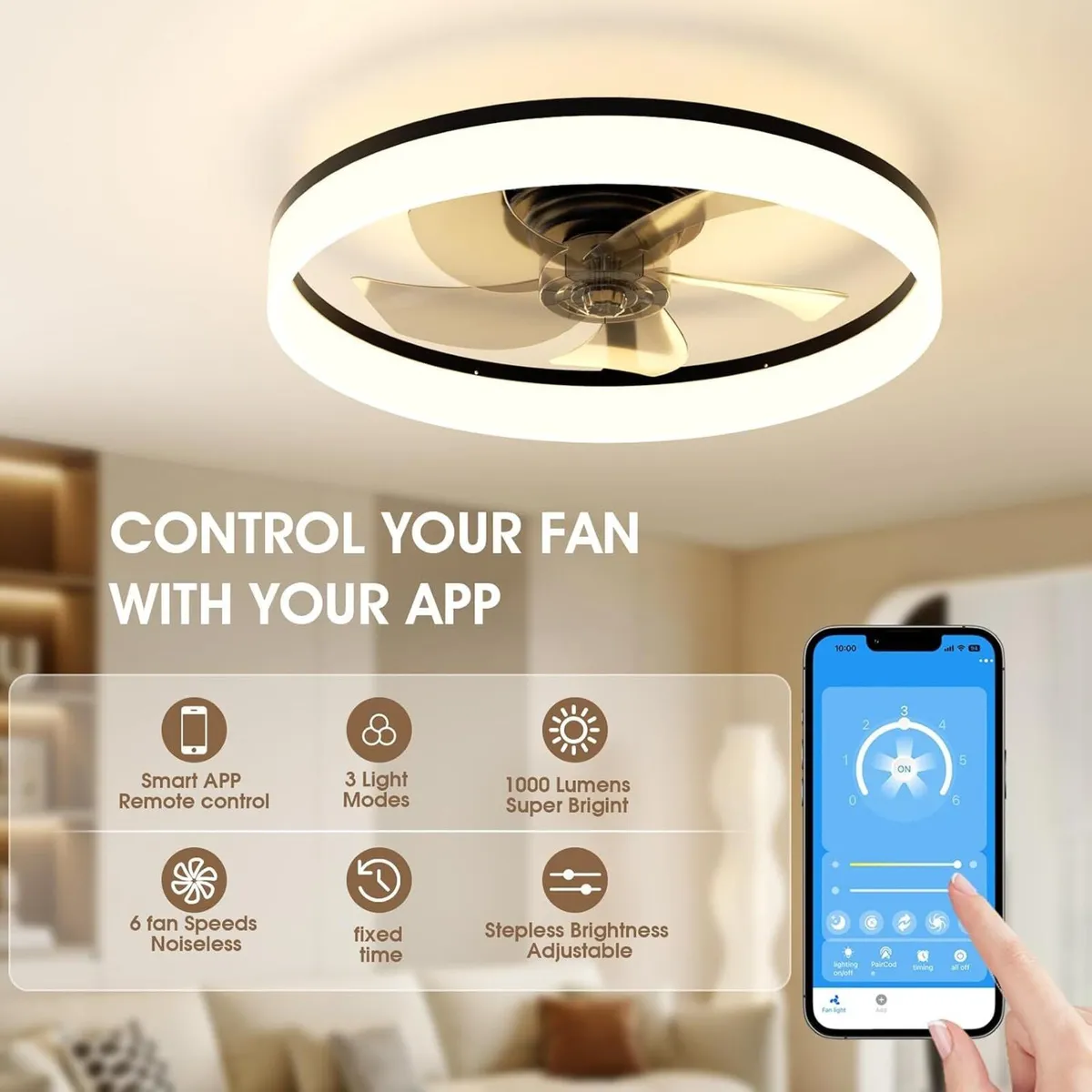 LED Ceiling Fan with Lights and Remote - Image 3