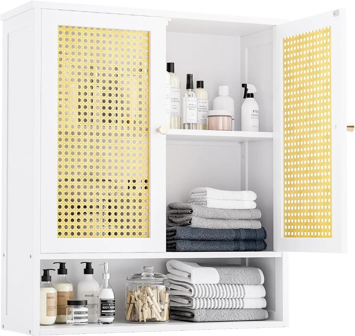 Bathroom Wall Cabinet Bamboo Over-The-Toilet - Image 1