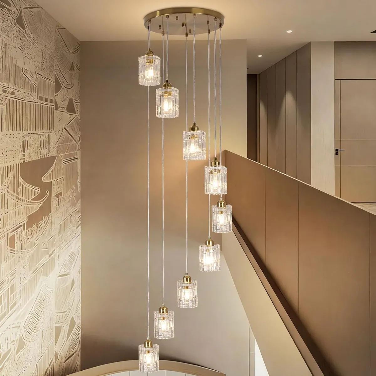 Glass Ceiling Pendant Light Modern 3-Light Chrome - Image 1