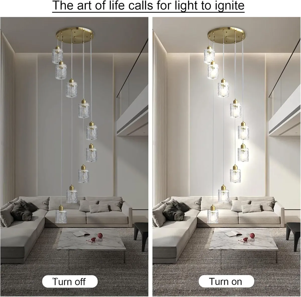 Glass Ceiling Pendant Light Modern 3-Light Chrome - Image 4