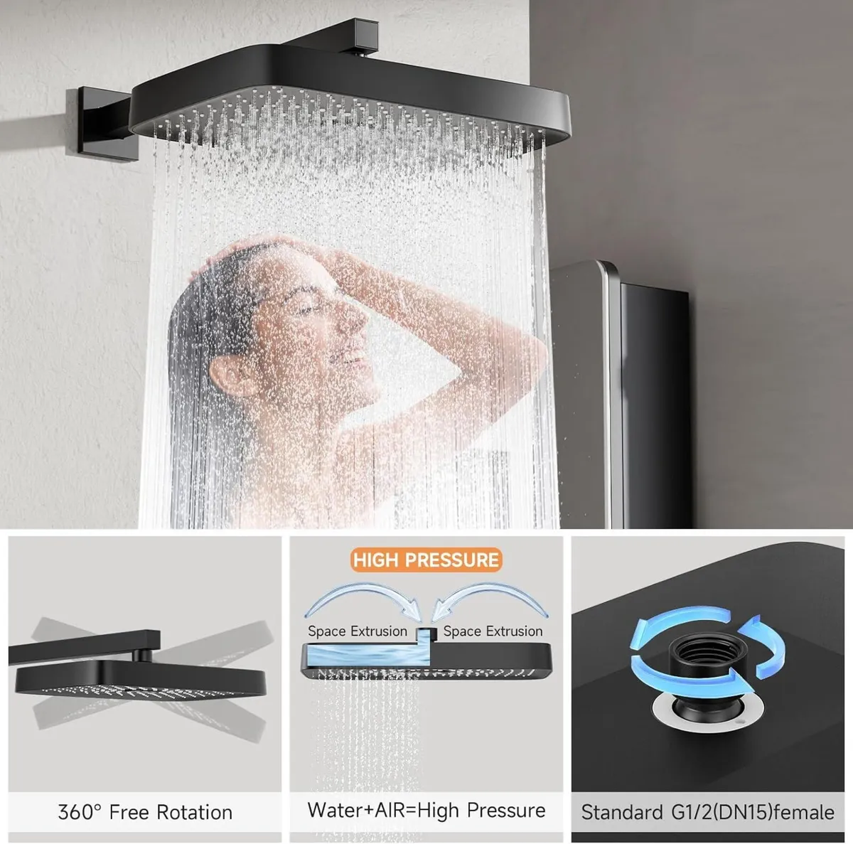 Concealed Shower Mixer Set with Rainfall Head - Image 4