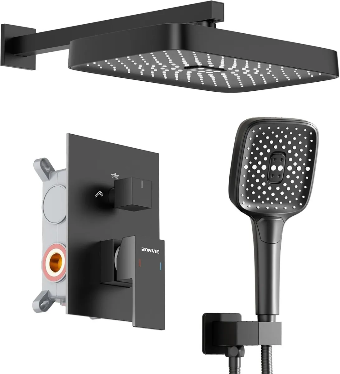 Concealed Shower Mixer Set with Rainfall Head - Image 1