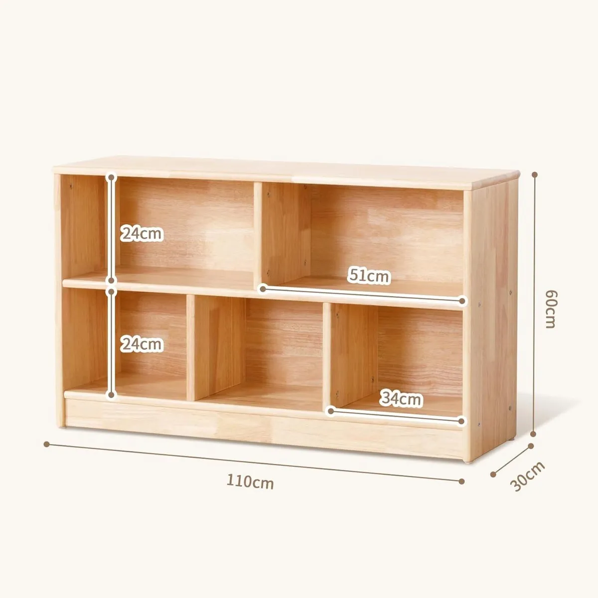 Wood 5-Compartment Kids Shelf L Toy - Image 2