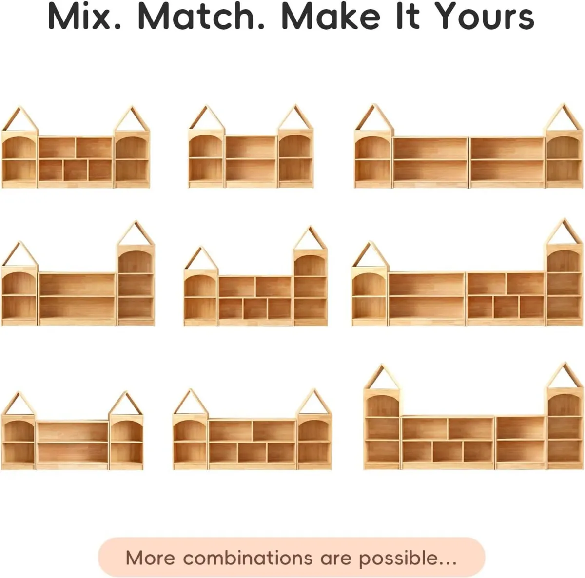 Wood 5-Compartment Kids Shelf L Toy - Image 4