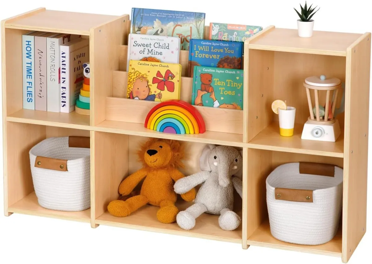 Kids Bookshelf and Toy Storage Organiser with Book - Image 1