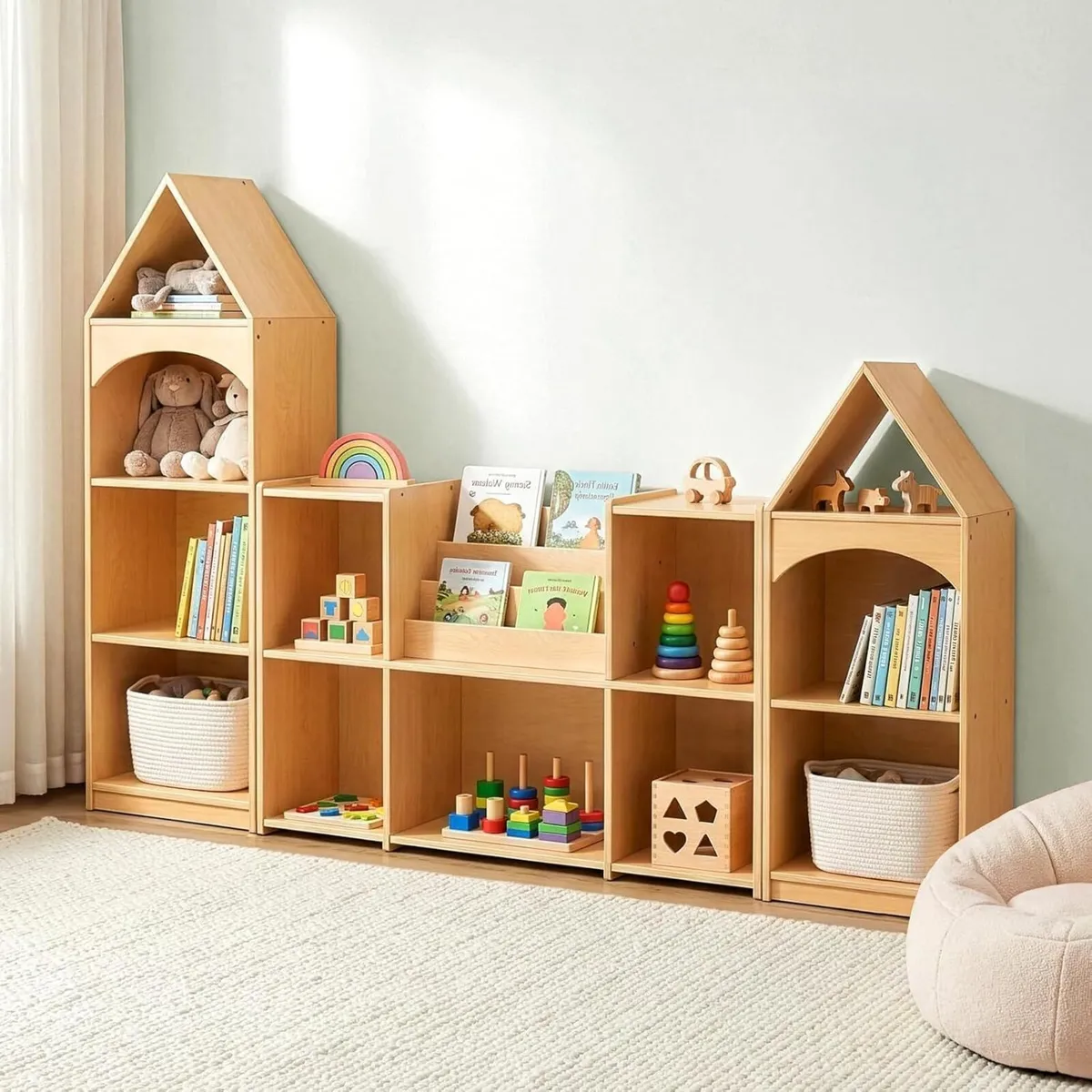 Kids Bookshelf and Toy Storage Organiser with Book - Image 4