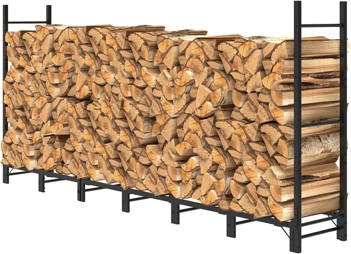 2.44m Outdoor Firewood Rack for Fireplace - Image 1