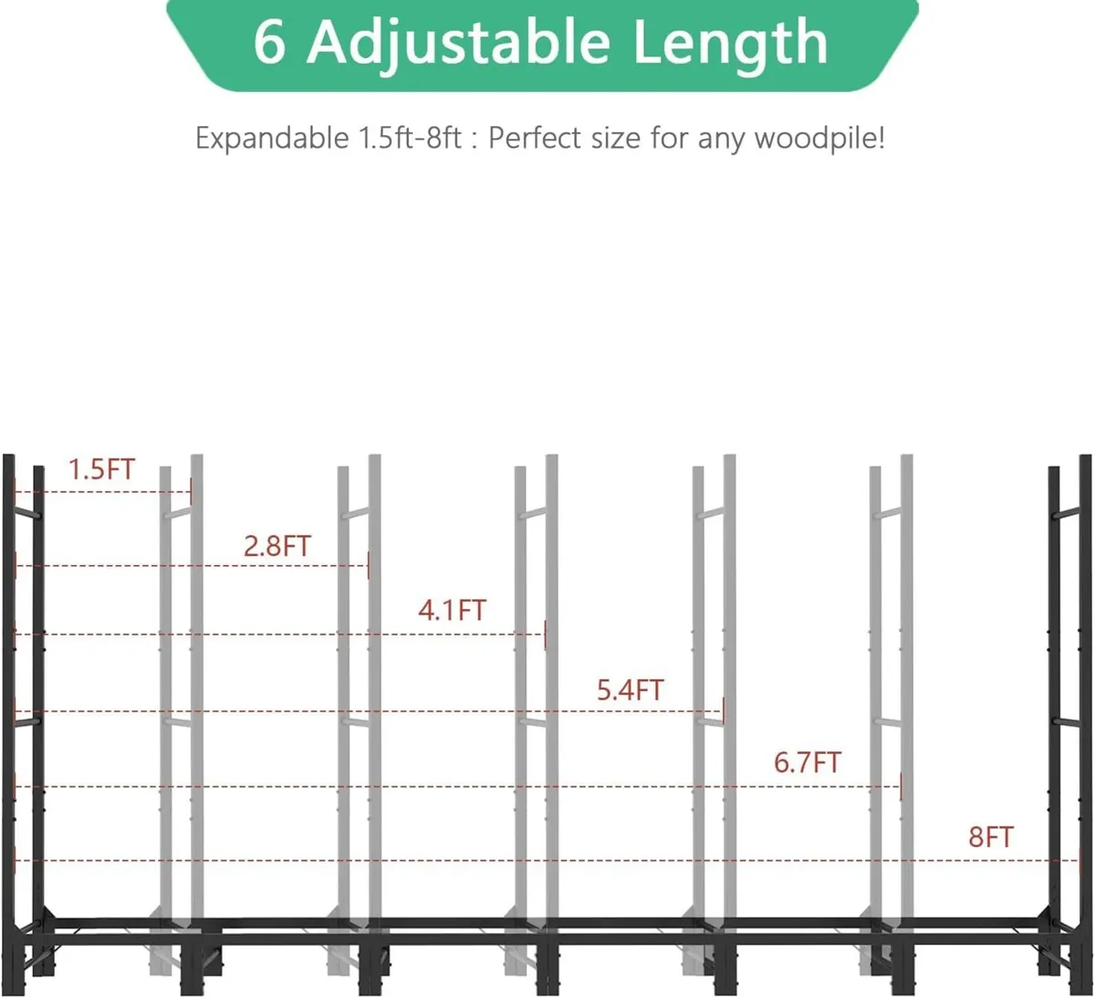 2.44m Outdoor Firewood Rack for Fireplace - Image 4