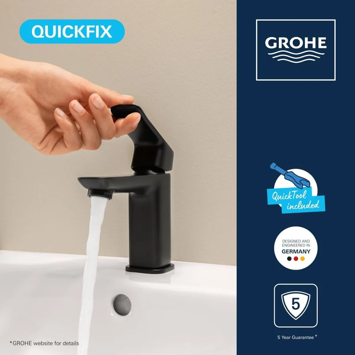 Dice Single Lever Basin Mixer Tap with Pop-Up - Image 4