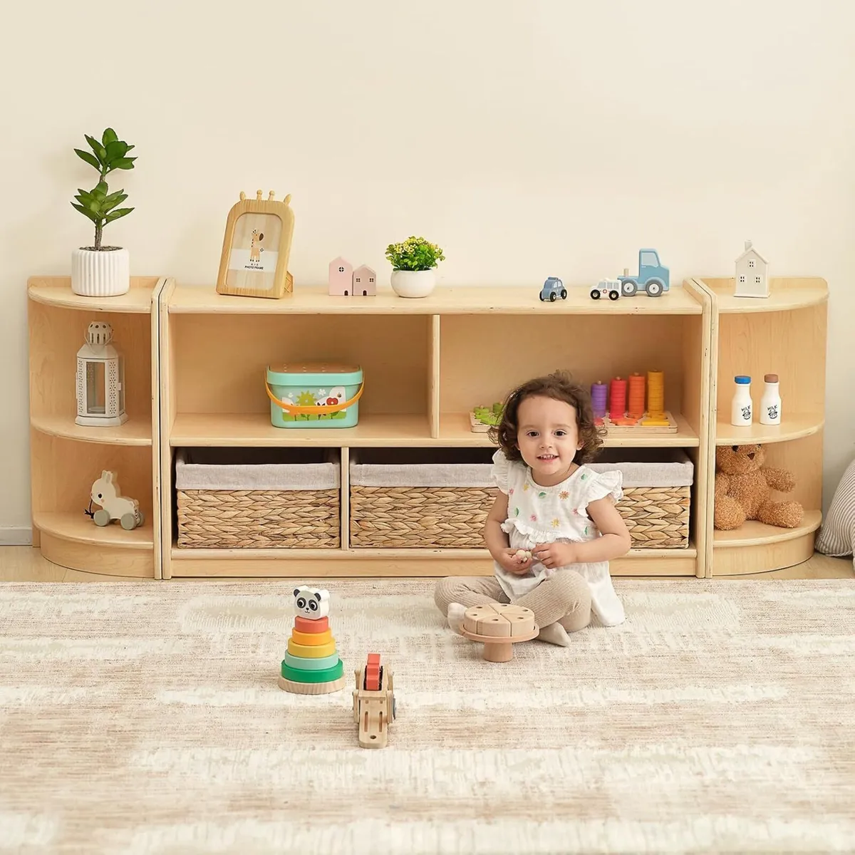 Kids Shelf 5-Section Wooden Storage Cabinet Toy - Image 2