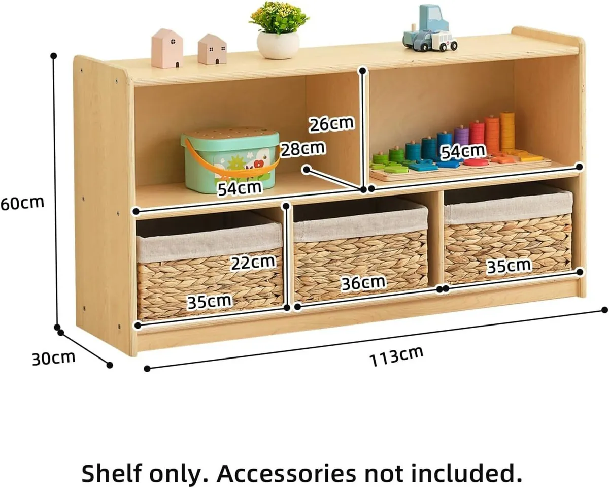 Kids Shelf 5-Section Wooden Storage Cabinet Toy - Image 3