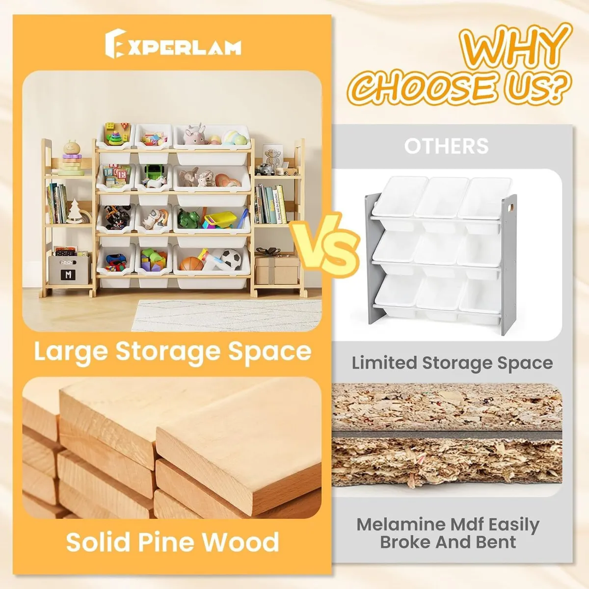 Extra Large Toy Storage Organiser Wooden with 6 - Image 3